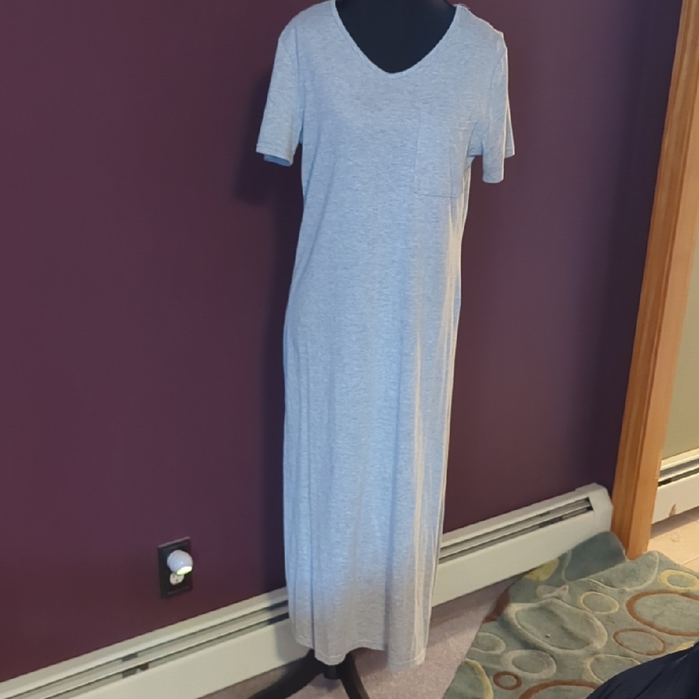SHEIN Gray V-Neck Sheath Maxi Dress